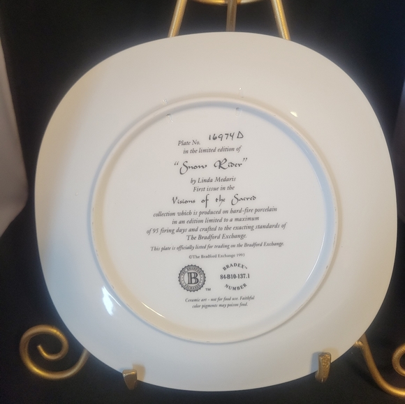 VTG Bradford Exchange 1993 "Snow Rider" limited ed. Collection plate w/certific. - Picture 9 of 13